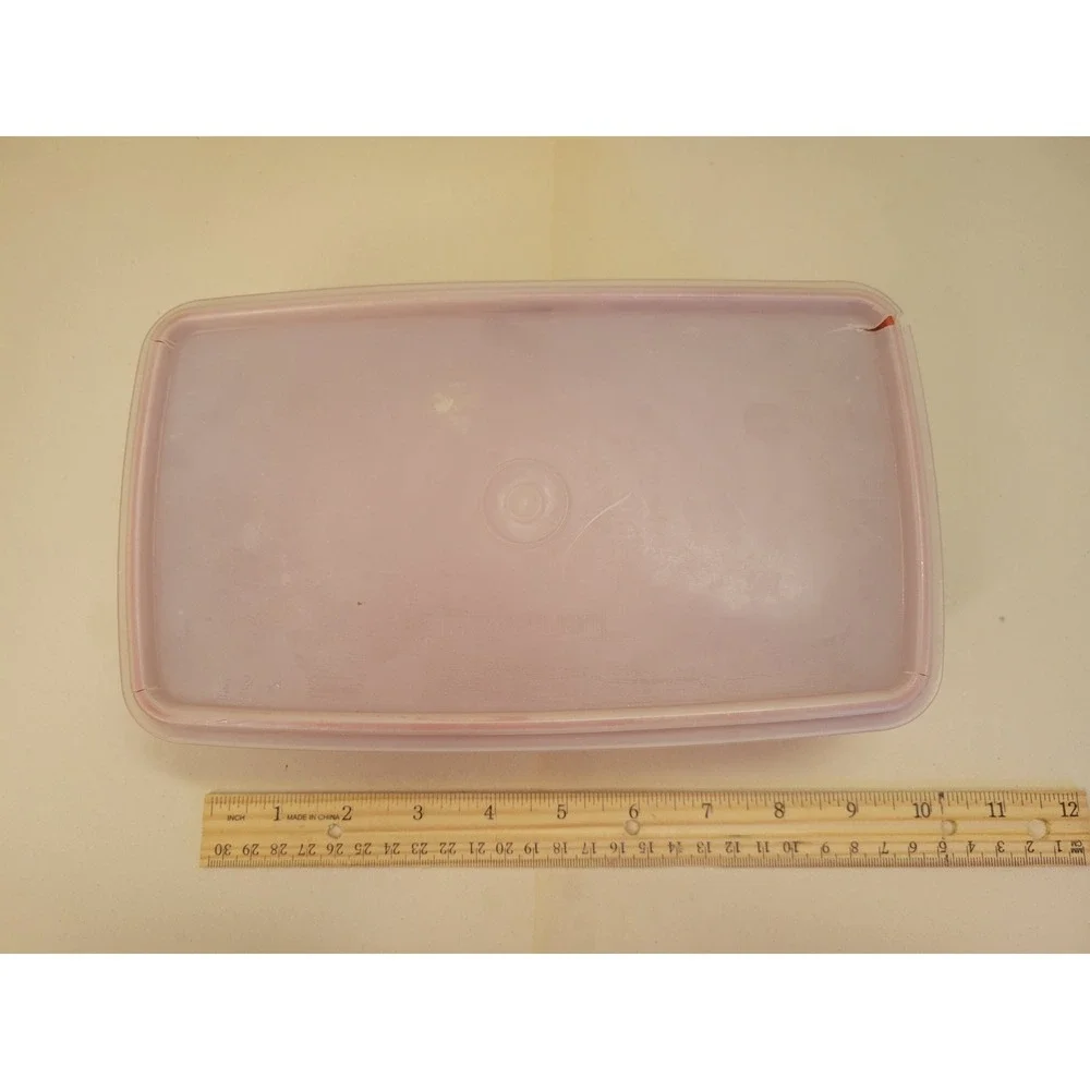 Tupperware Deli Keeper Set of 2 Model 816 Paprika Red Rectangular Sheer Lids